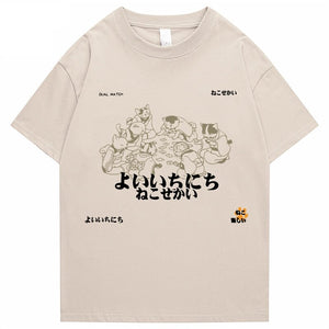 Japanese-Themed Cats Card Games Unisex Tee-Enchanted peach