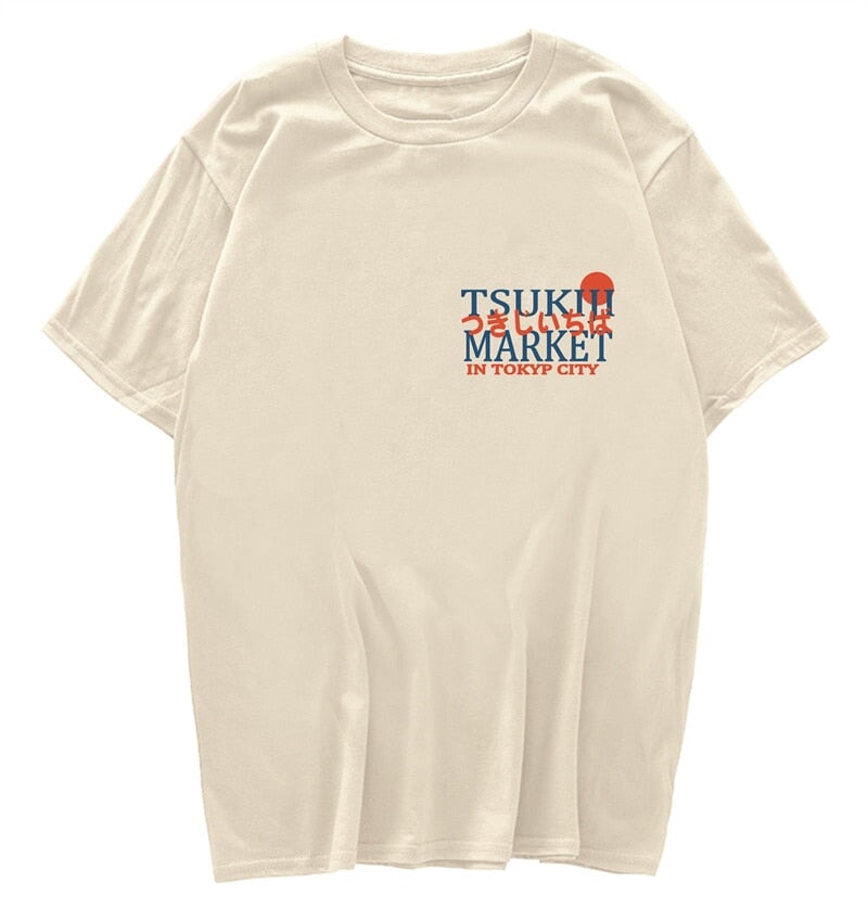 Japanese Tokyo Tsukiji Fish Market Unisex Tee-Enchanted peach