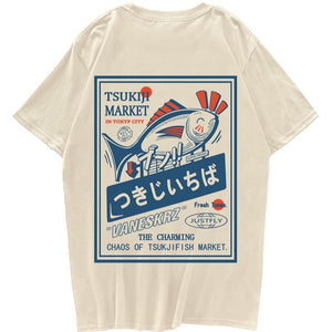 Japanese Tokyo Tsukiji Fish Market Unisex Tee-Enchanted peach