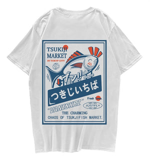 Japanese Tokyo Tsukiji Fish Market Unisex Tee-Enchanted peach