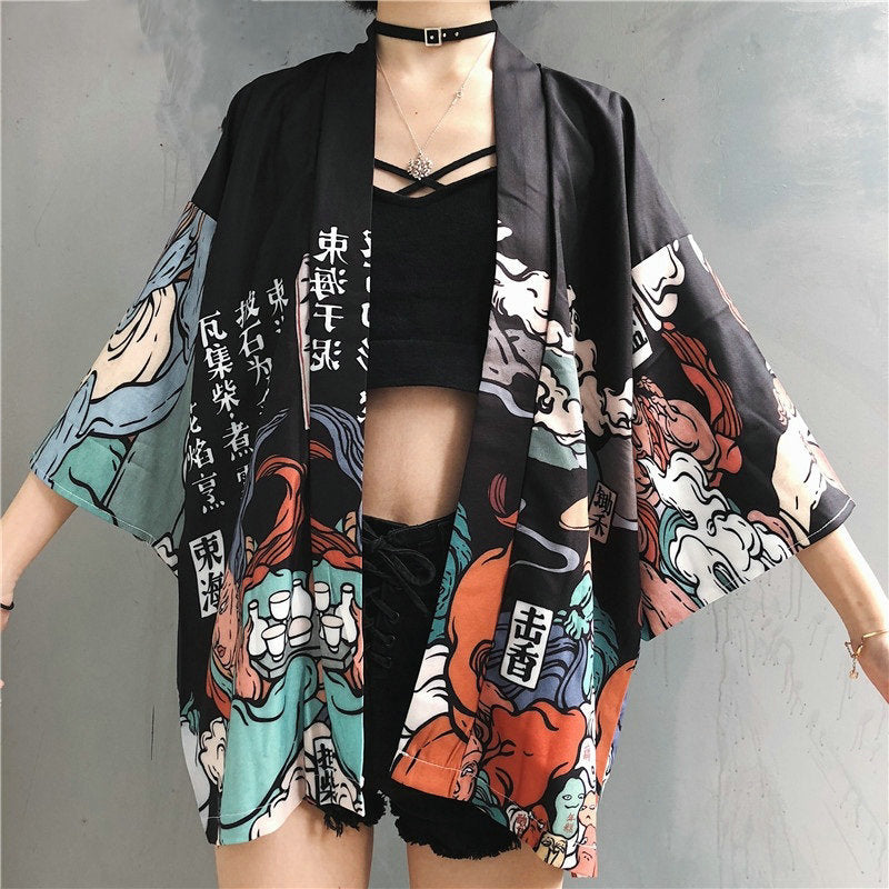 Japanese Women Kimono Mystic World-Enchanted peach