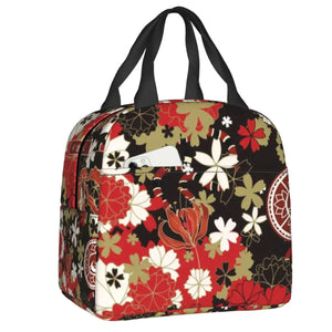 Japanese-theme Floral Insulated Lunch Bag Collection-Enchanted peach