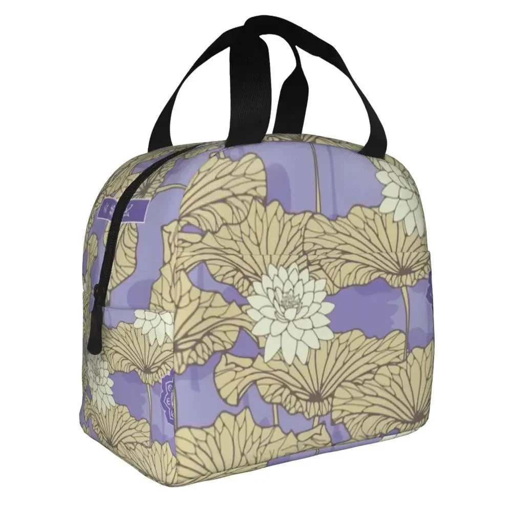 Japanese-theme Floral Insulated Lunch Bag Collection-Enchanted peach