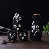 Japanese-theme Sakura Blossom Ceramic Sake Set 5-Piece Cup Collection 2-Enchanted peach