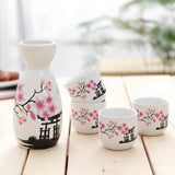 Japanese-theme Sakura Blossom Ceramic Sake Set 5-Piece Cup Collection-Enchanted peach