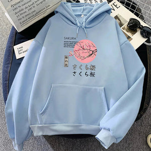 Japanese-themed Cherry Blossom Pink Sun Unisex Hoodie-Enchanted peach