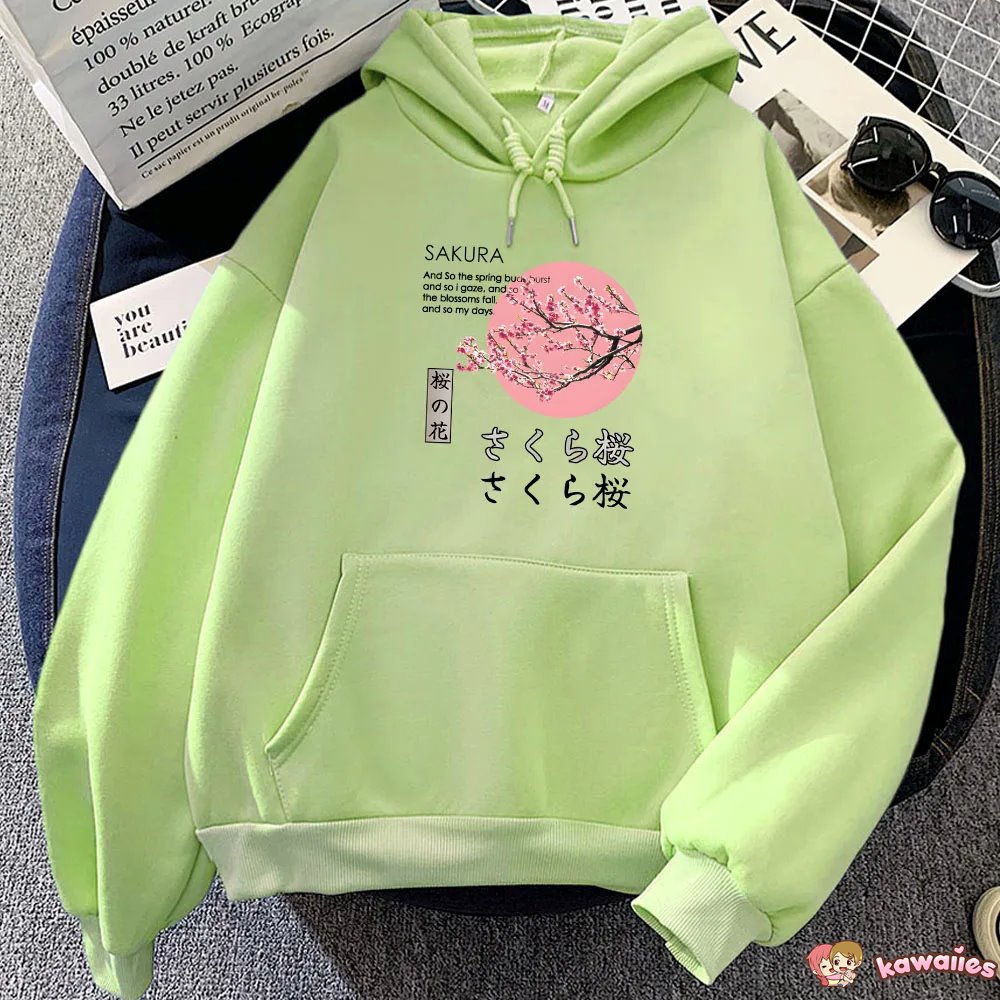 Japanese-themed Cherry Blossom Pink Sun Unisex Hoodie-Enchanted peach