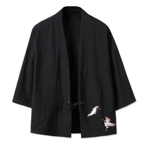 Japanese-themed Couple Crane Men's Yukata Kimono Jacket-Enchanted peach