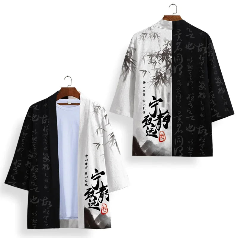 Japanese-themed Crane Shiro Bamboo Unisex Kimonos-Enchanted peach