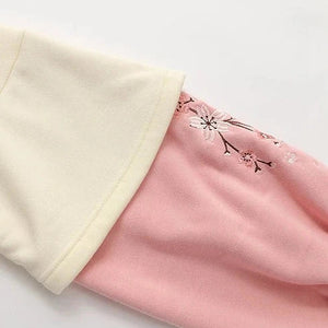 Japanese-themed Cream Pink Sakura Two-Tone Hoodie-Enchanted peach