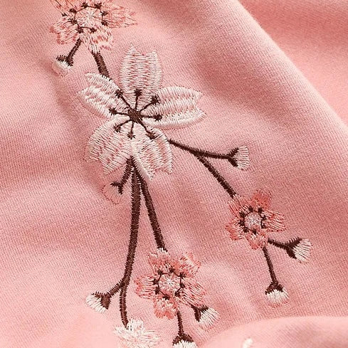 Japanese-themed Cream Pink Sakura Two-Tone Hoodie-Enchanted peach