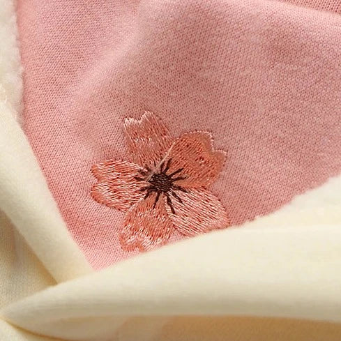 Japanese-themed Cream Pink Sakura Two-Tone Hoodie-Enchanted peach