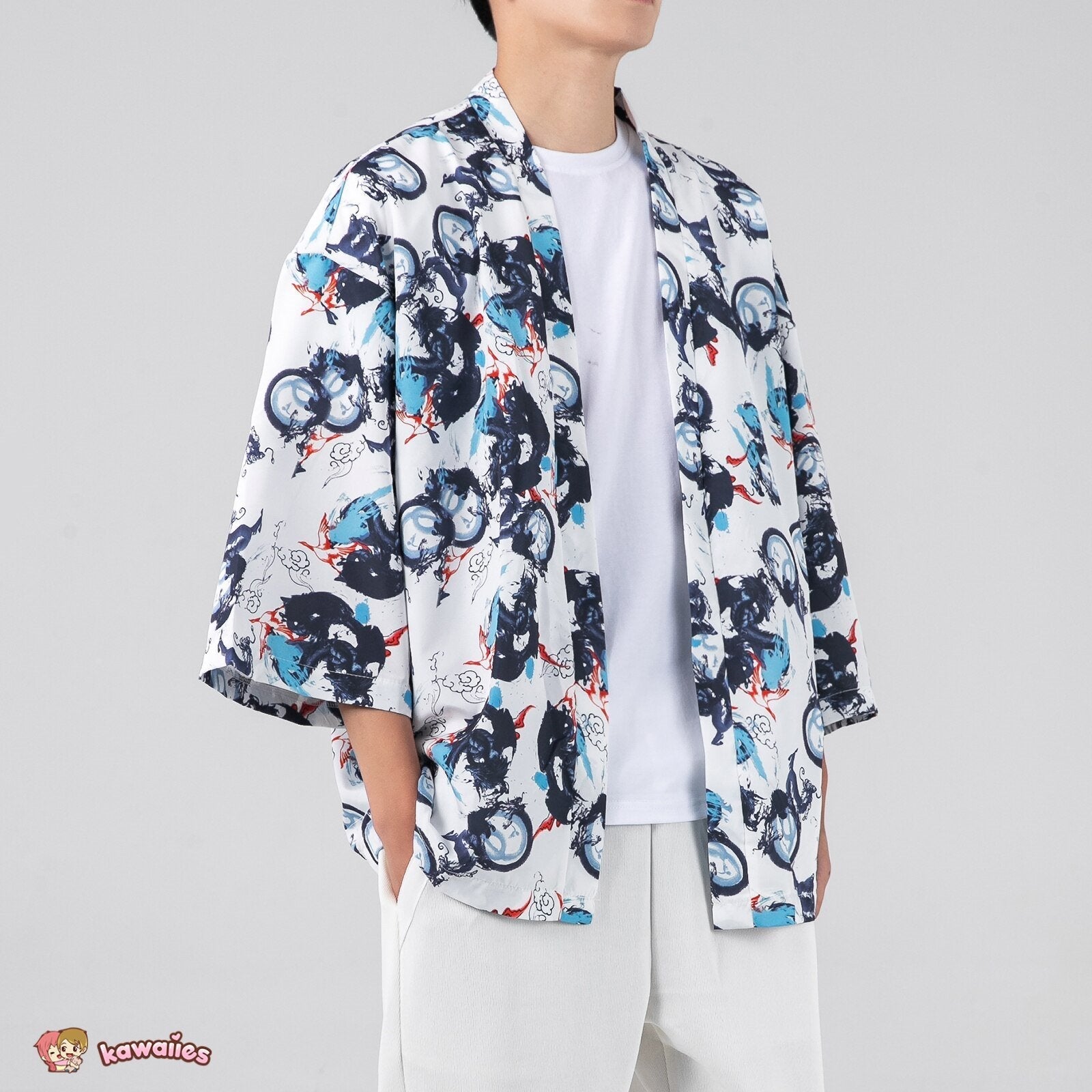 Japanese-themed Dragon Crane Male Yukata Collection-Enchanted peach