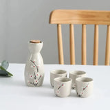 Japanese-themed Elegant Plum Blossom Sake Set 5-Piece Ceramics Sake Cup-Enchanted peach