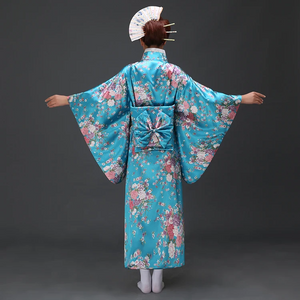 Japanese-themed Elegant Sakura Floral Long Women's Kimonos-Enchanted peach