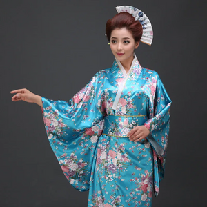 Japanese-themed Elegant Sakura Floral Long Women's Kimonos-Enchanted peach