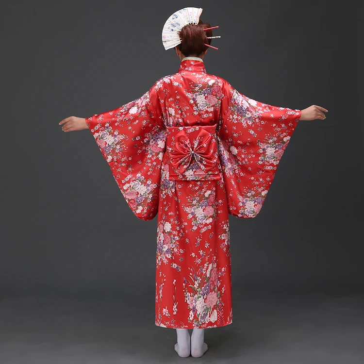 Japanese-themed Elegant Sakura Floral Long Women's Kimonos-Enchanted peach