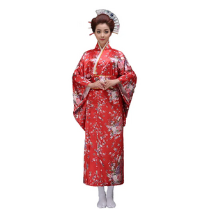 Japanese-themed Elegant Sakura Floral Long Women's Kimonos-Enchanted peach