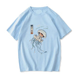 Japanese-themed Floating Jellyfish Unisex Tee-Enchanted peach