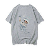 Japanese-themed Floating Jellyfish Unisex Tee-Enchanted peach