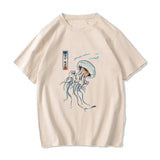 Japanese-themed Floating Jellyfish Unisex Tee-Enchanted peach