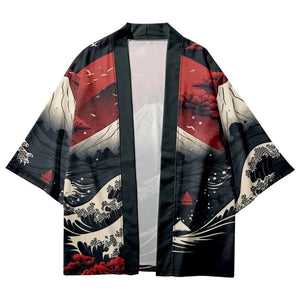 Japanese-themed Great Wave off Kanagawa Unisex Kimonos-Enchanted peach