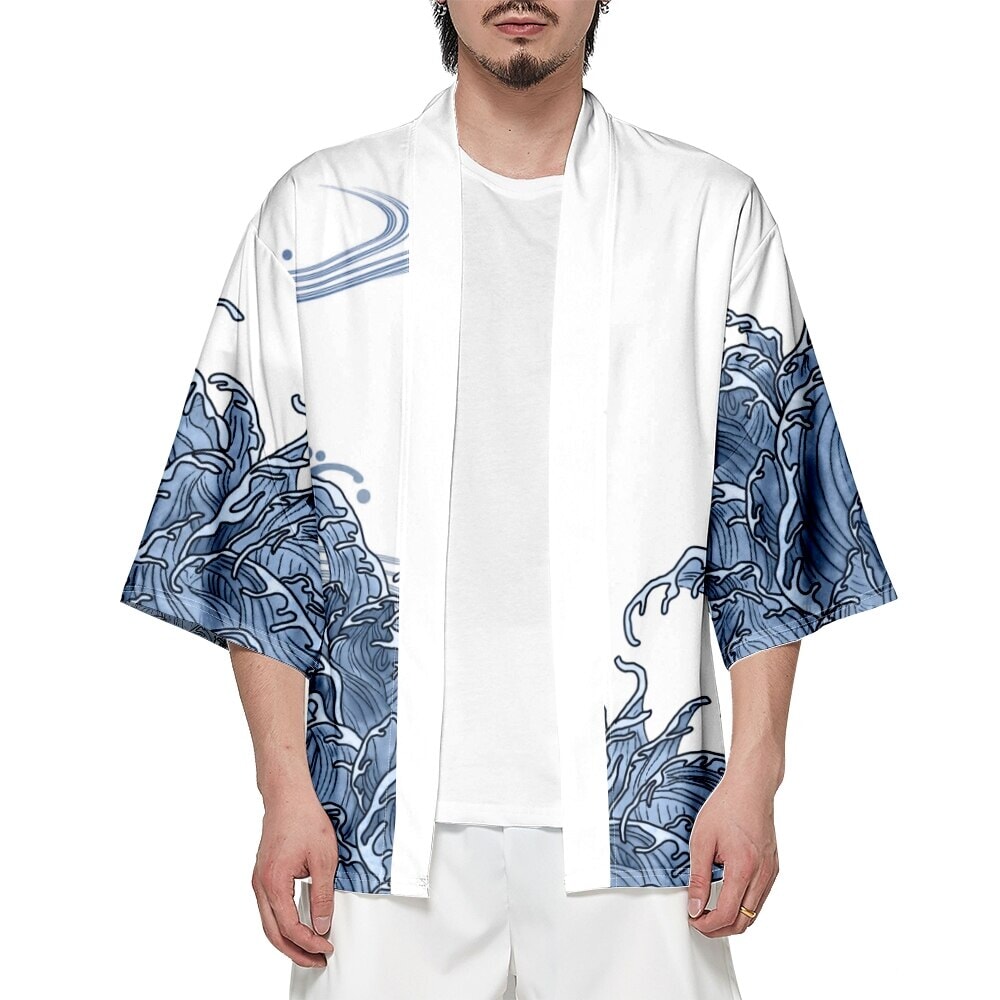 Japanese-themed Koi Fish Sun Wave Unisex Kimono-Enchanted peach