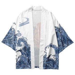 Japanese-themed Koi Fish Sun Wave Unisex Kimono-Enchanted peach