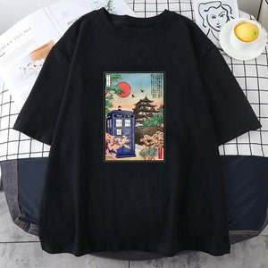 Japanese-themed Osaka Police Box Unisex Tee-Enchanted peach