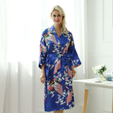 Japanese-themed Peacock Floral Women's Yukata Kimono Robe Cardigan with Belt-Enchanted peach