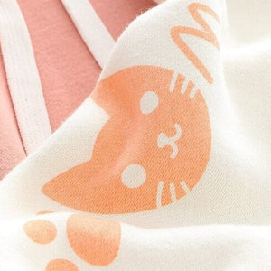 Japanese-themed Pink Blue Two-Tone Cat Hoodie-Enchanted peach