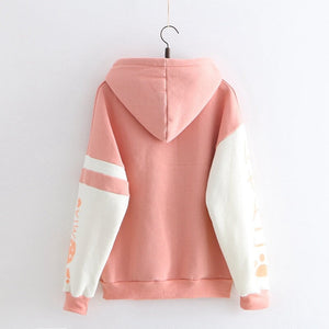 Japanese-themed Pink Blue Two-Tone Cat Hoodie-Enchanted peach