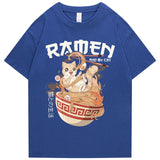 Japanese-themed Ramen & Kawaii Cat Unisex Tee-Enchanted peach