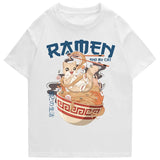 Japanese-themed Ramen & Kawaii Cat Unisex Tee-Enchanted peach