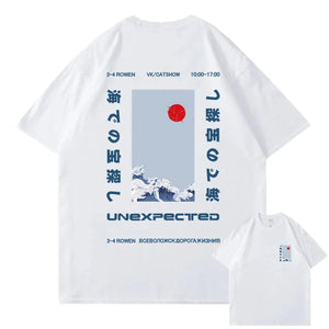 Japanese-themed Wave Red Sun Kanji Unisex Tee-Enchanted peach