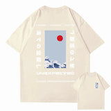 Japanese-themed Wave Red Sun Kanji Unisex Tee-Enchanted peach