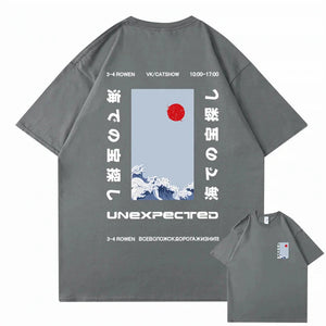 Japanese-themed Wave Red Sun Kanji Unisex Tee-Enchanted peach