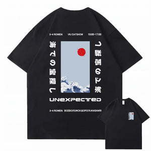 Japanese-themed Wave Red Sun Kanji Unisex Tee-Enchanted peach