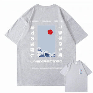 Japanese-themed Wave Red Sun Kanji Unisex Tee-Enchanted peach