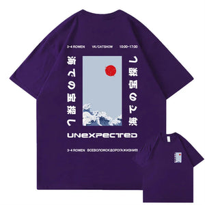 Japanese-themed Wave Red Sun Kanji Unisex Tee-Enchanted peach