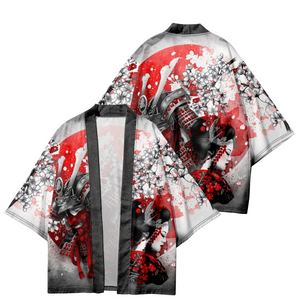 Japanese-themed White Kimono Lady Red Sakura Unisex Kimono-Enchanted peach