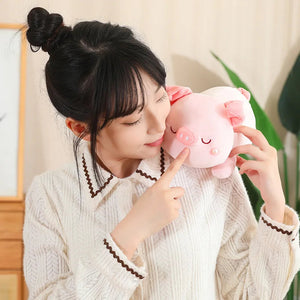 Jeju the Pig hiding in Shell Plushie-Enchanted peach