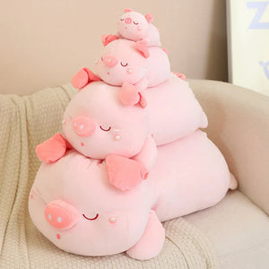 Jeju the Pig hiding in Shell Plushie-Enchanted peach