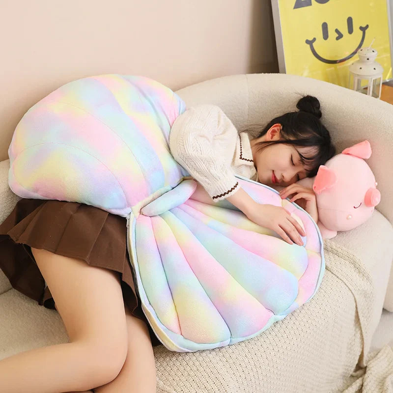 Jeju the Pig hiding in Shell Plushie-Enchanted peach