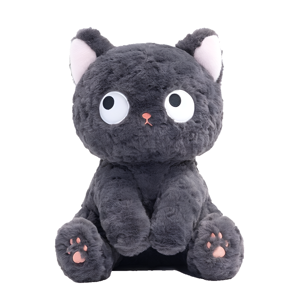 Jiji the Cute Fluffy Black Cat Plushie-Enchanted peach