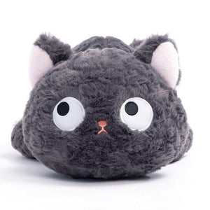 Jiji the Fluffy Black Cat Plushie Laying Down-Enchanted peach