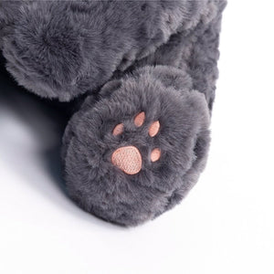 Jiji the Fluffy Black Cat Plushie Laying Down-Enchanted peach