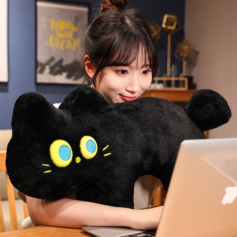 JoJo the Black Cat Plush Pillow-Enchanted peach