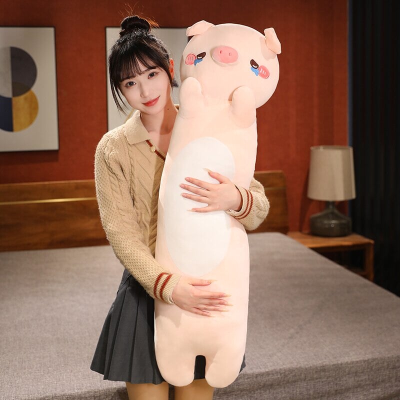 Kawaii 100cm Long Snuggly Dog Cat Pig Plushie Collection-Enchanted peach