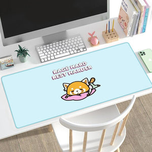 Kawaii Aggretsuko Red Panda "Rage Hard, Rest Harder" Large Mouse Pad-Enchanted peach